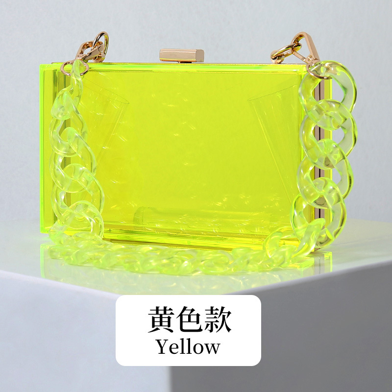 Oblique Transparent Cross-Border Bag New Bag Dinner Chain Summer Acrylic Bag Acrylic One-Shoulder Banquet Women's Fashion Square