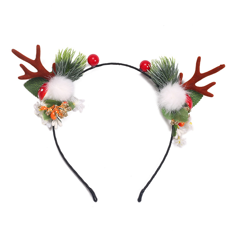 Cross-Border New Christmas Elk Horn Headband All-Match Hebarrettes Christmas Party Headdress Decoration Supplies