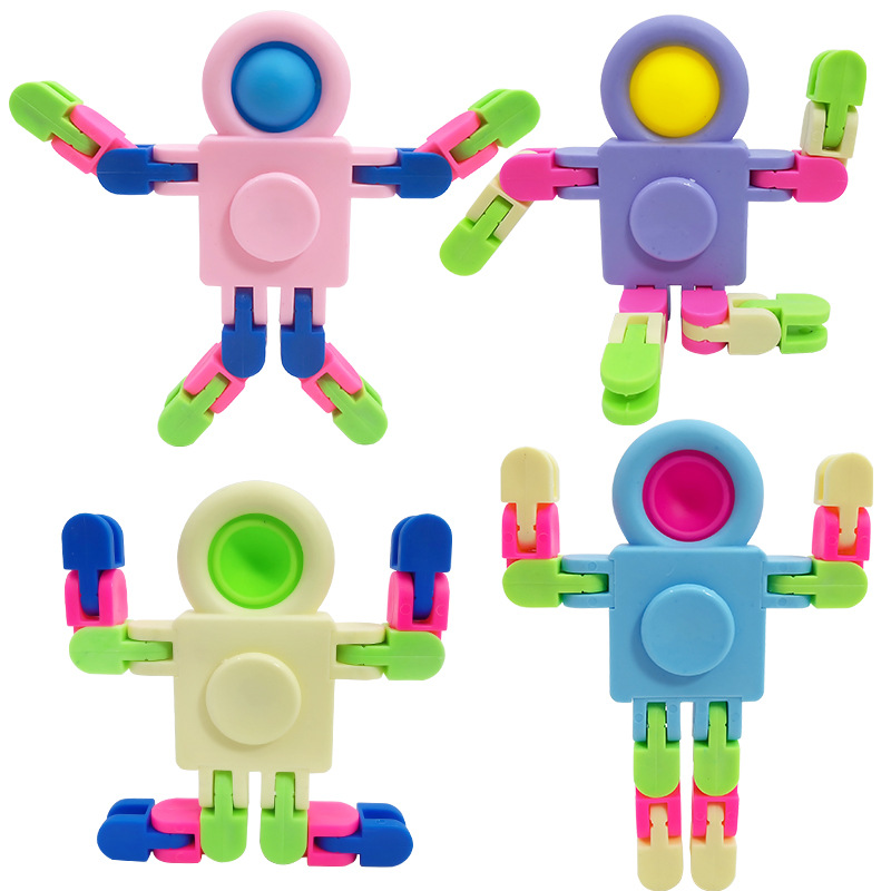 Spaceman Chain Gyro Children's Mecha Toy Mechanical Deformation Rotating Robot Decompression Supply Wholesale