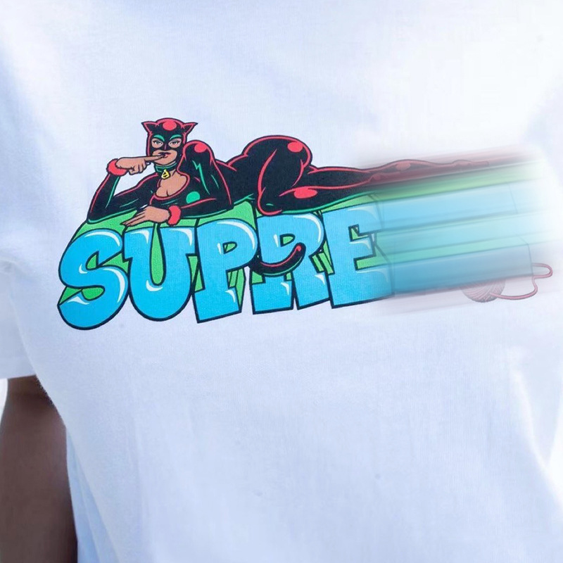 正确版本22fw catwoman tee卡通漫画猫女logo印花ins潮牌短袖t恤