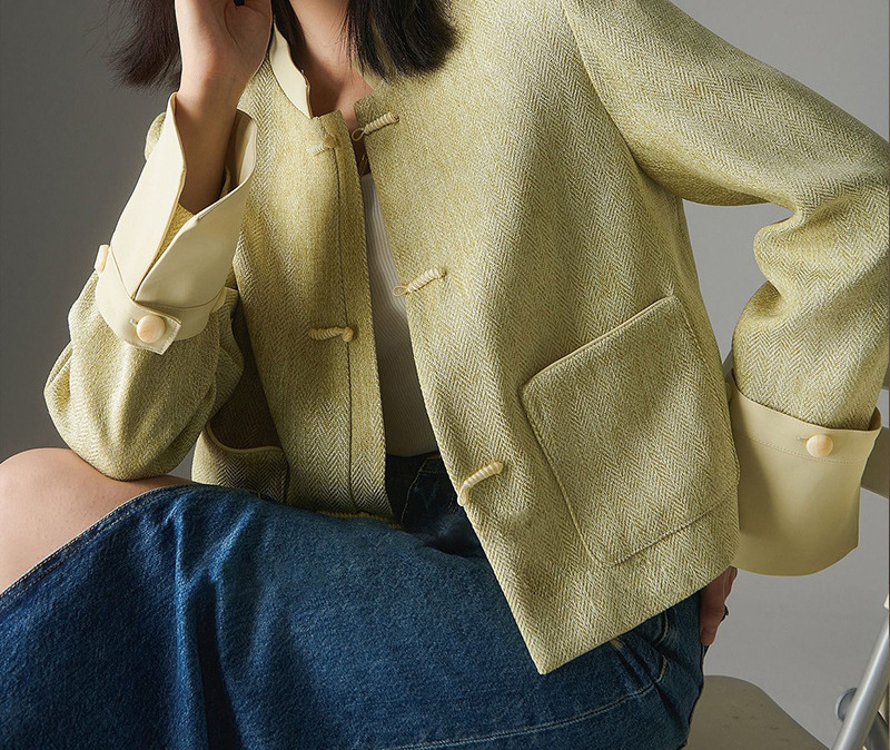 女装源头工厂新款国风复古小香风女外套盘扣短款上衣