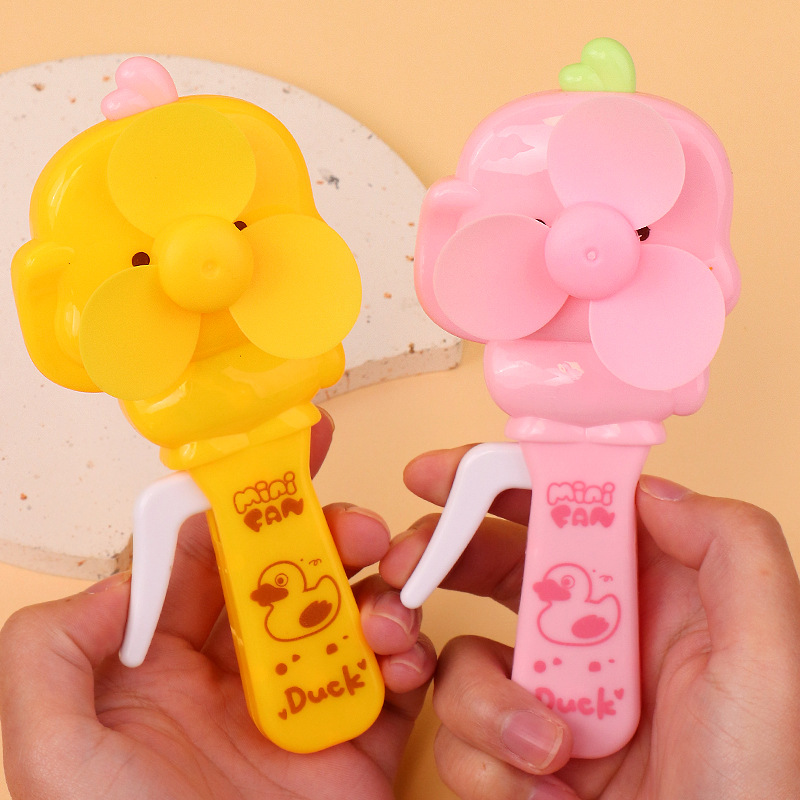 Small Duck Hand Pressure Fan Portable Children's Handheld Toy Cartoon Fan Promotional Gifts Factory Direct Sales