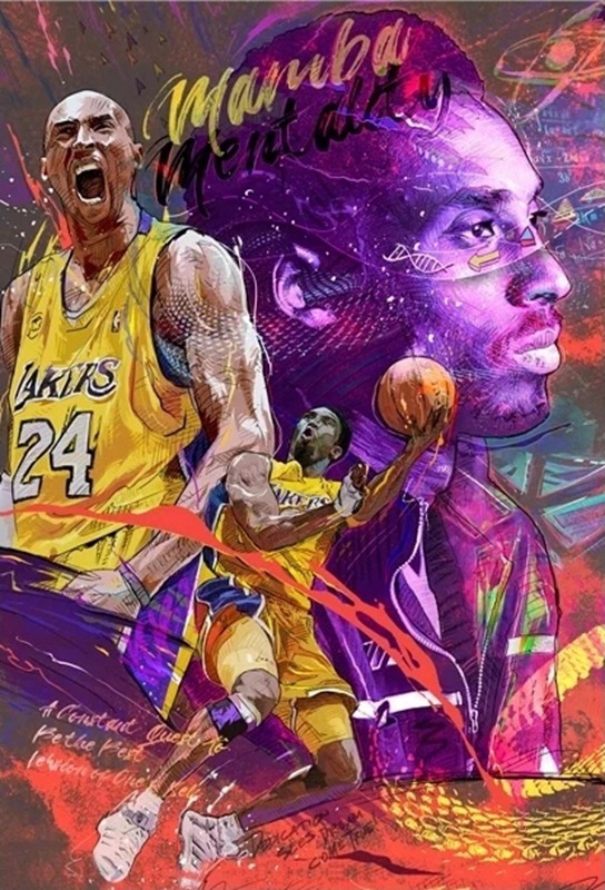 篮球明星科比海报帆布画画芯 客厅卧室走廊玄关墙壁装饰无框挂画