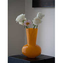 中古玻璃花瓶摆件客厅插花水养鲜花瓶亮色复古家居装饰民宿样板间