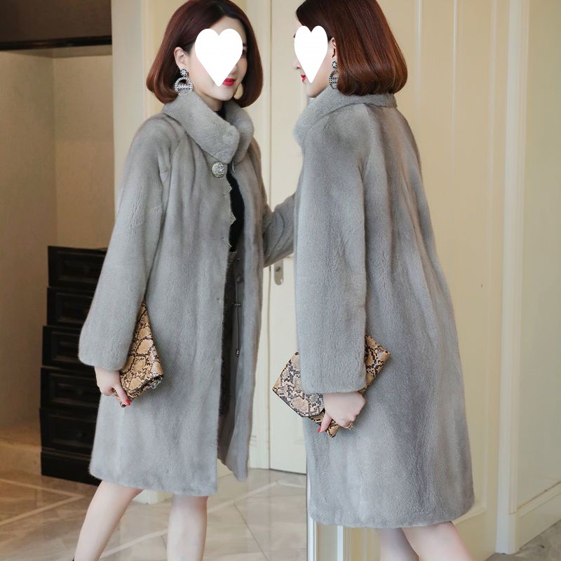 新款貂皮大衣仿水貂绒皮草外套女中长款冬天立领韩版特价清仓