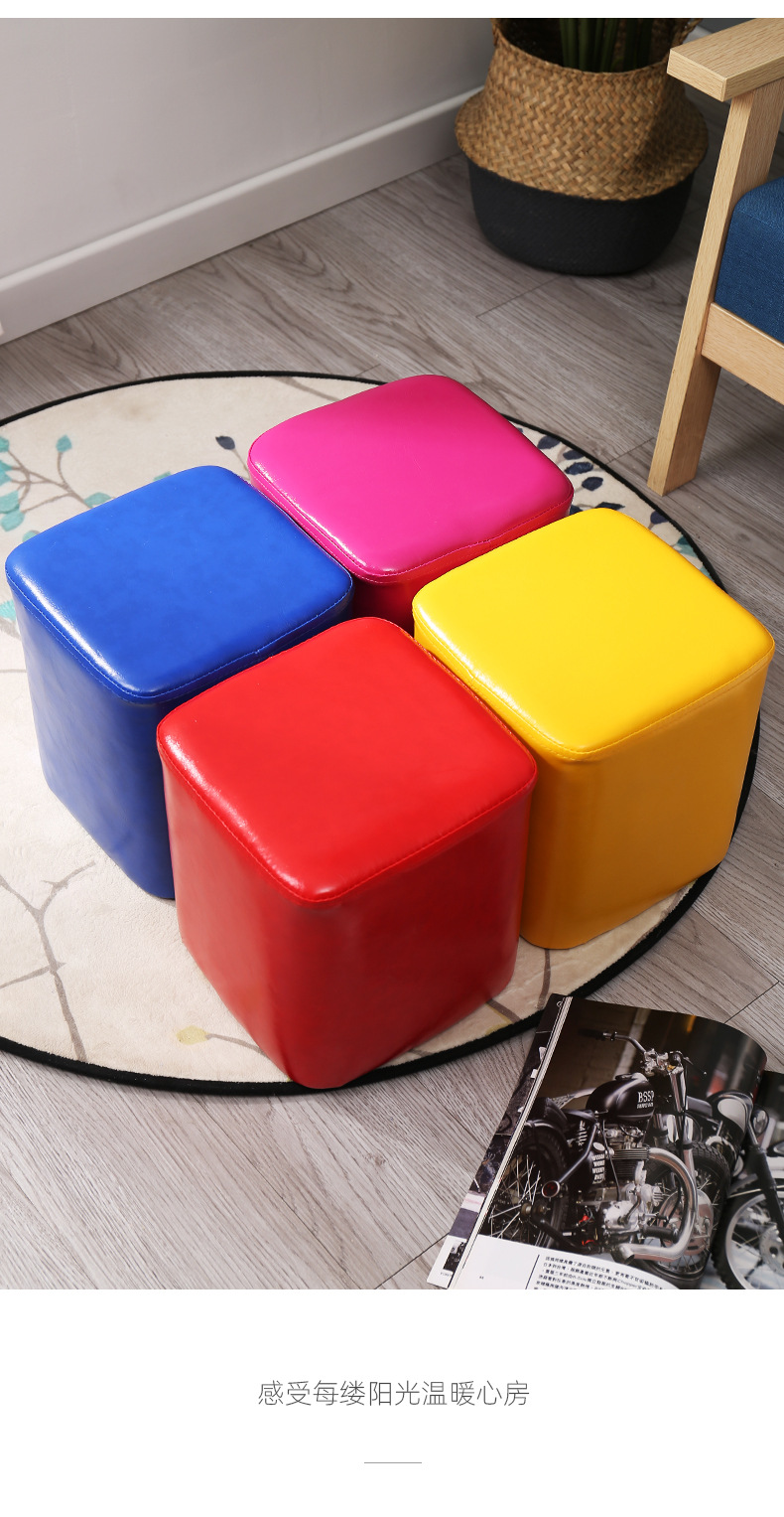 来图来样可制作网红简约ins皮墩矮凳 换鞋方凳 搁脚凳