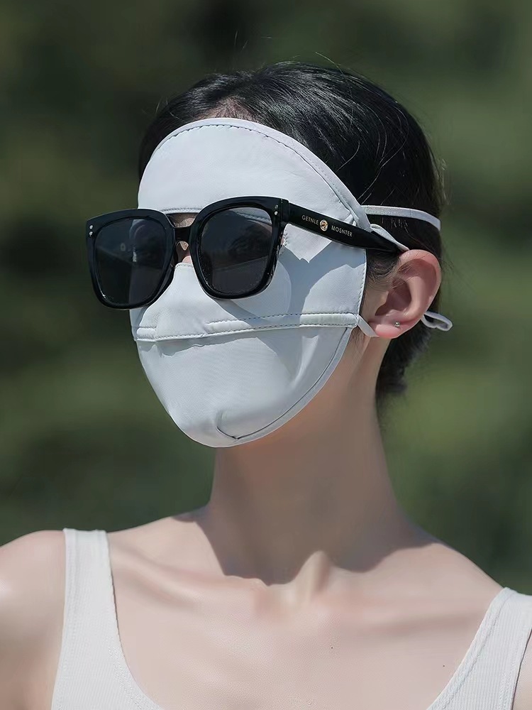 Sun Protection Mask Female Uv Protection Summer Driving Ice Silk Face Kini Breathable Eye Protection Corner Cover Full Face Sun Mask