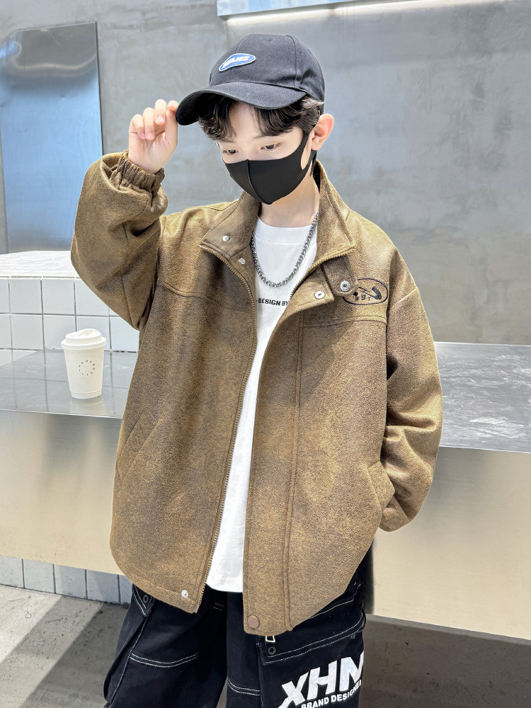 男童皮衣外套春秋款2024新款儿童男大童痞帅男装男孩皮夹克春批发