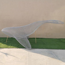 户外公园水景铁艺景观雕塑摆件镂空鲸鱼金属装饰品不锈钢雕塑