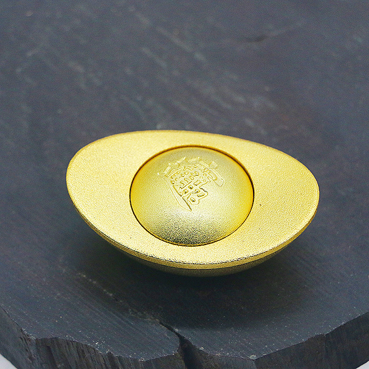 黄铜金元宝摆件中式镀金元宝复古风办公室居家小装饰品