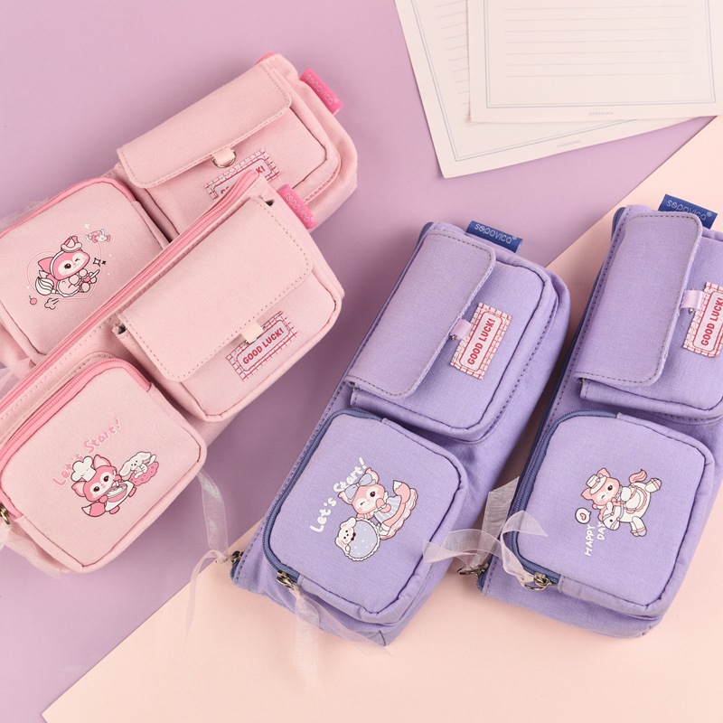 斯普维加sv-15428丽莎贝儿多功能三角笔袋大容量女生文具袋小学生