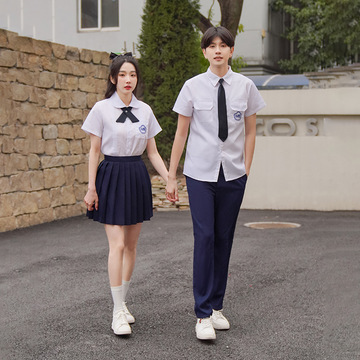 夏季校服初高中学生白衬衫运动会班服风琴褶班服套装毕业照演出服