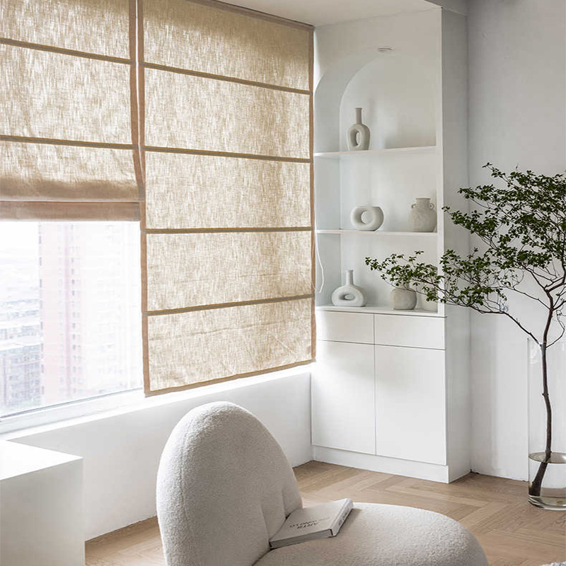 Roman Curtains Lifting Curtain Nordic Cloth Window-Shades Half Shade Japanese Style Chinese Linen Cotton Linen Bay Window Bedroom Balcony Curtain