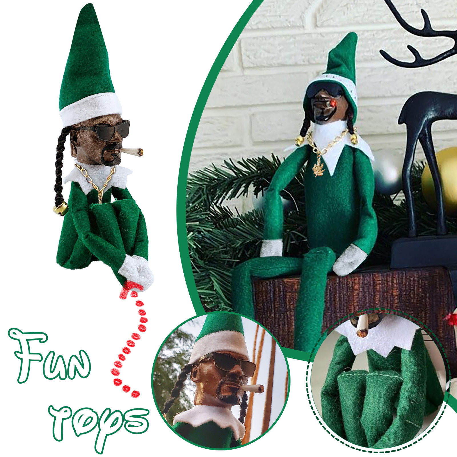 Cross-Border Hot Snooping over Christmas Felt Cloth Resin Personality Elf Doll Christmas Home Desktop Decoration