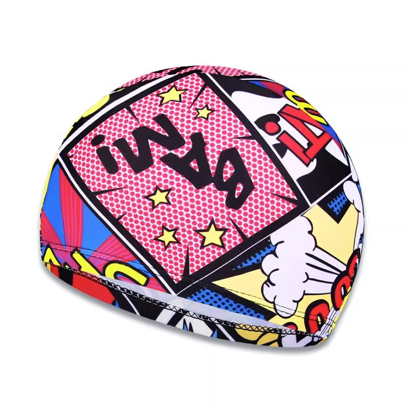 Jiehu Printed Cloth Swimming Cap Quick-Drying Breathable Fashion Adult Men and Women Adult Cloth Cap Swimming Cap Factory Wholesale Printing