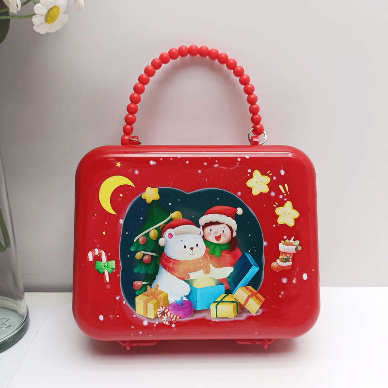 Exclusive for Cross-Border Christmas Style Small Size Square Bag Christmas Festival Jewelry Bag Red Square Ornament Storage Hand Bag