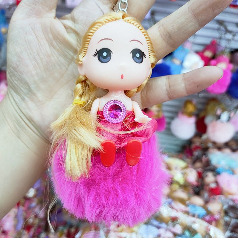 毛绒公仔毛球带翅膀睡萌娃钥匙扣挂件女生包包钥匙挂件创意礼品