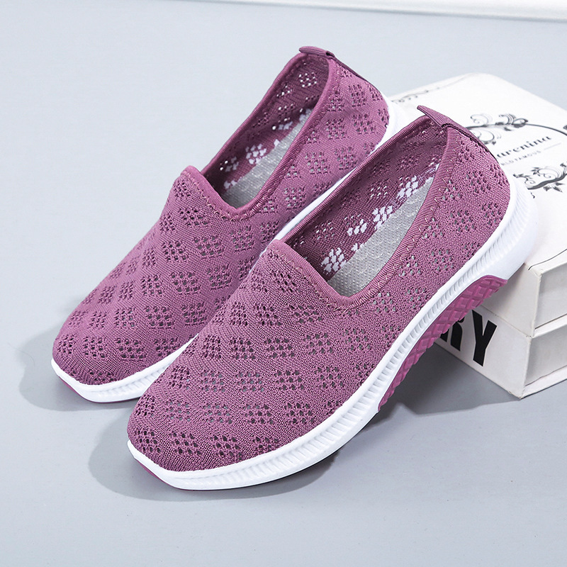 Mesh Surface Shoes Women's Summer Breathable Mesh Sneaker Women's Hollow Tennis Shoes Casual and Comfortable Mother's Shoes Old Beijing Cloth Shoes