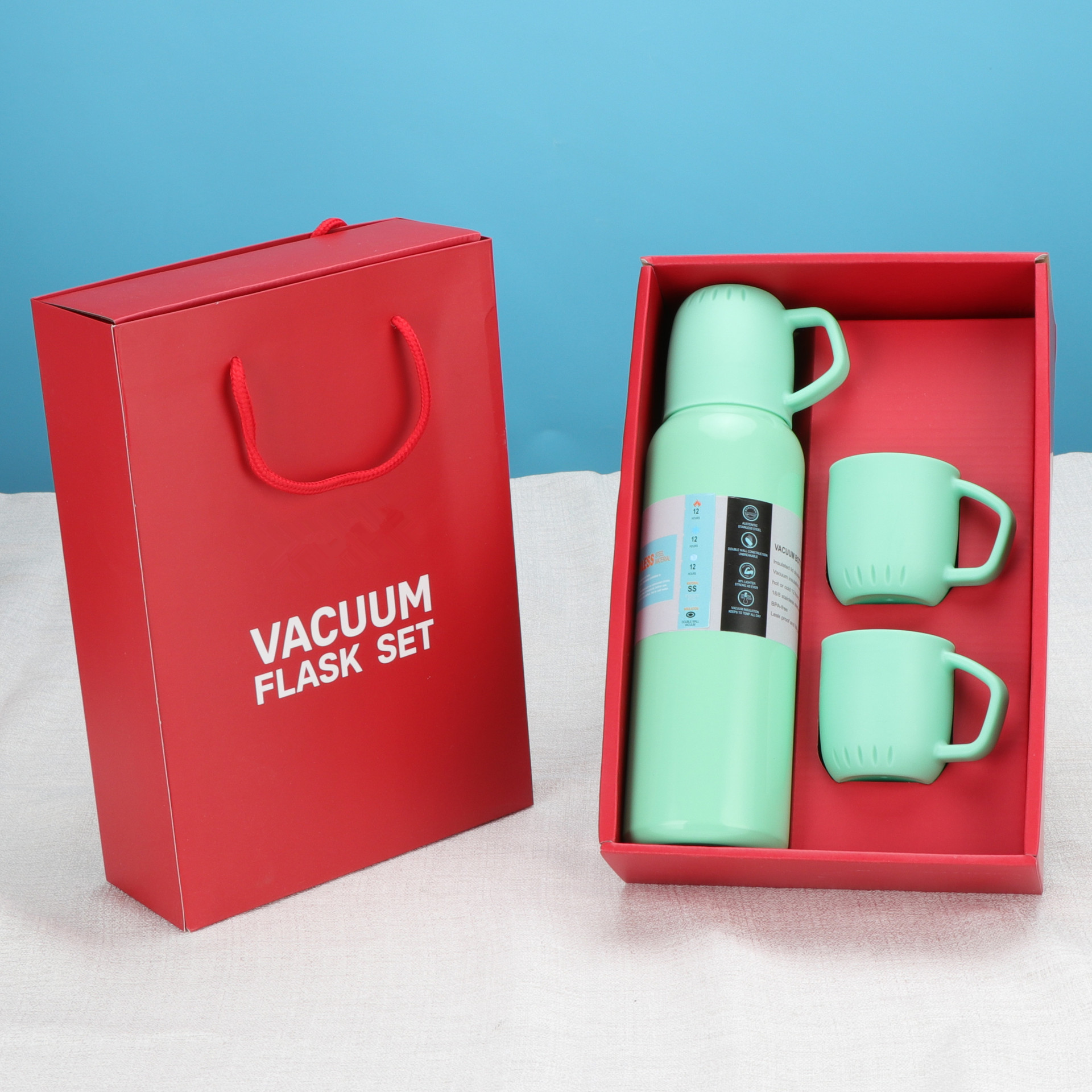 Macaron Stainless Steel Vacuum Thermos Cup One Cup Three Lid Gift Tumbler Outdoor High-End Gift Set