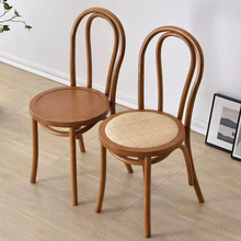 藤椅索耐特thonet美式法式复古实木中古家用餐厅靠背椅子藤编餐椅