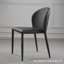 北欧皮艺餐椅简约现代椅子设计师洽谈椅餐椅轻奢餐厅可堆叠休闲椅