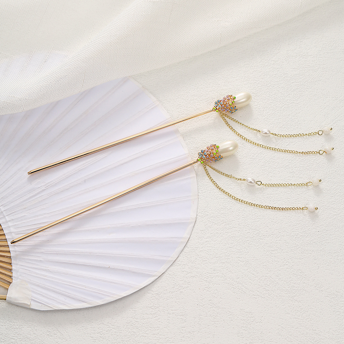 新中式仙女发簪日常简约步摇古典盘发神棍簪子汉服旗袍古装头饰