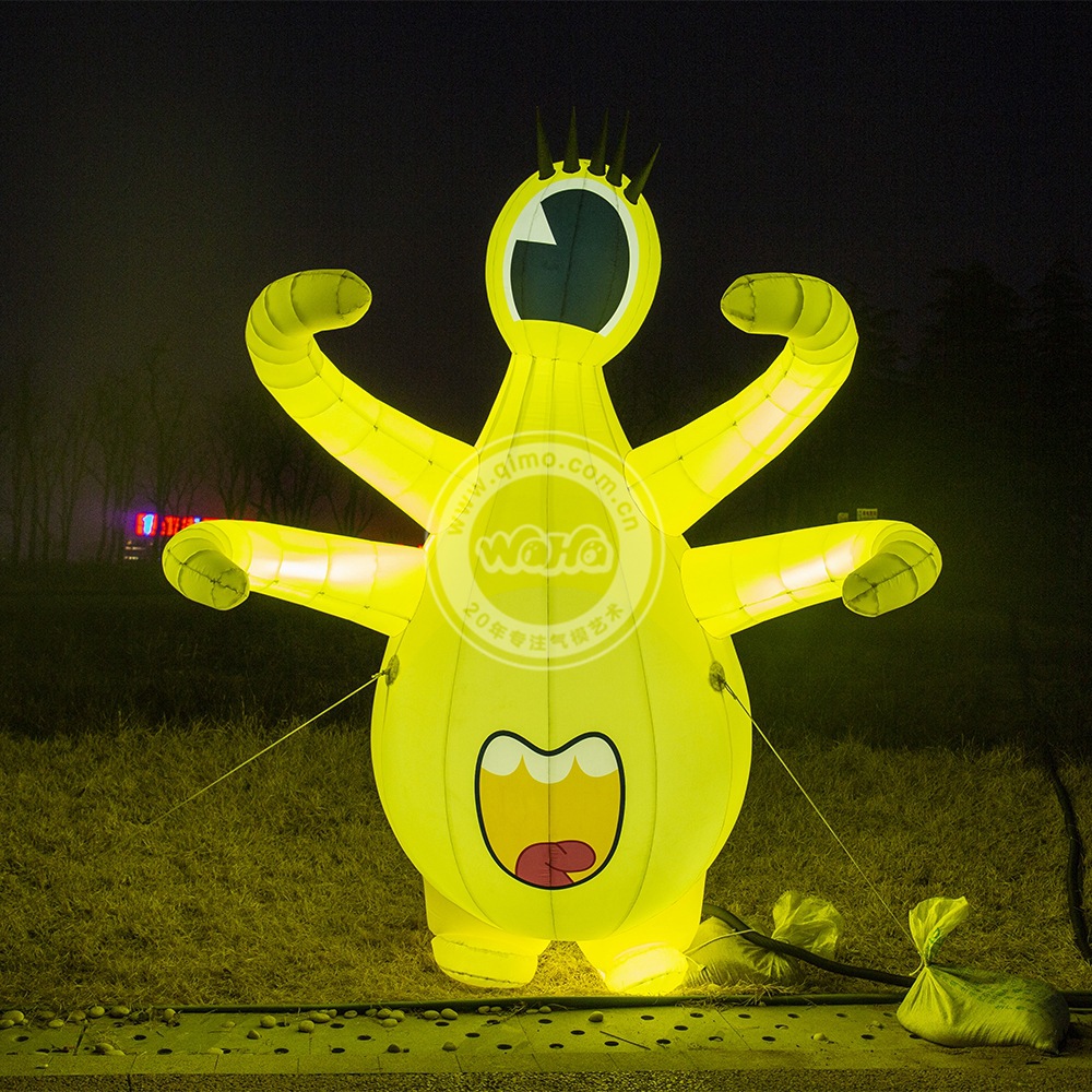 大明哇哈充气发光小怪兽商场美陈气模儿童乐园主题森系主题道具