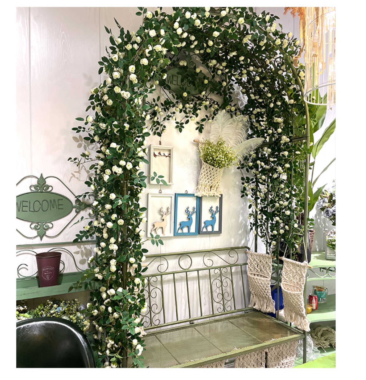 仿真牡丹花藤蔓酒店门头遮挡装饰花玫瑰假花藤条造景植物塑料吊花