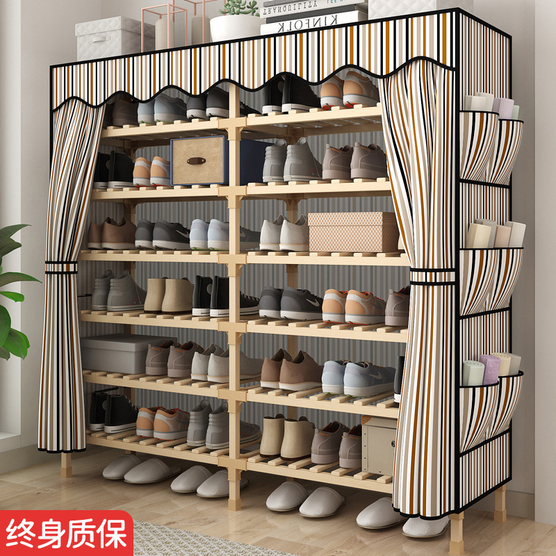 简易鞋架实木鞋柜入户门口多层防尘罩窄小家用收纳室内楼道出gω