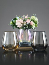 北欧玻璃花瓶透明创意客厅插花玫瑰百合花向日葵家用干花装饰摆件