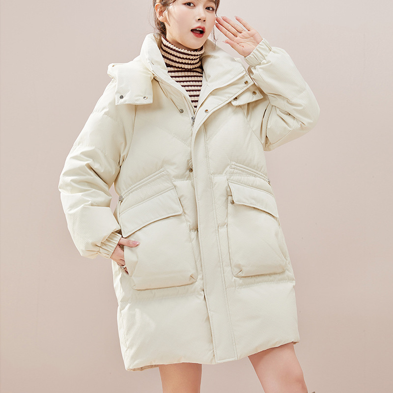 2023 Women's Clothing Winter Clothing New down Cotton Jacket Korean Style Fashion Waist-Controlled Thickened Small Mid-Length Cotton Clothing Women