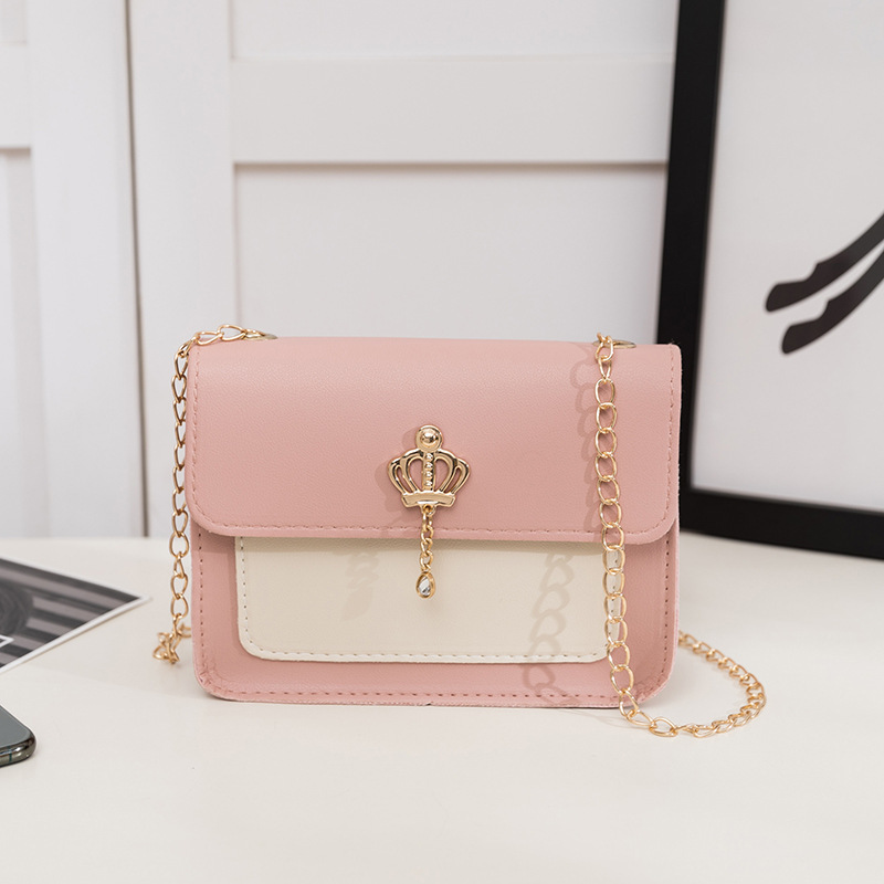 Ladies Bag Women's Foreign Trade Bags 2024 Summer Autumn New Style Macaron Mobile Phone Bag Crown Chain Small Square Bag Shoulder