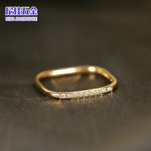 精致时尚微镶钻方形戒指简约个性极细潮流轻奢钛钢不掉色尾戒