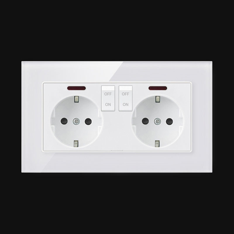 146型欧标德标二开双联电源插座二圆孔德式欧式欧规墙壁暗装面板