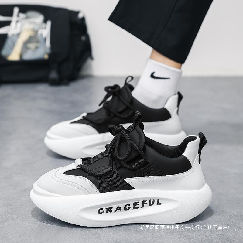 莆田男鞋夏季网红休闲跑步运动鞋青少年厚底增高小白老爹潮鞋