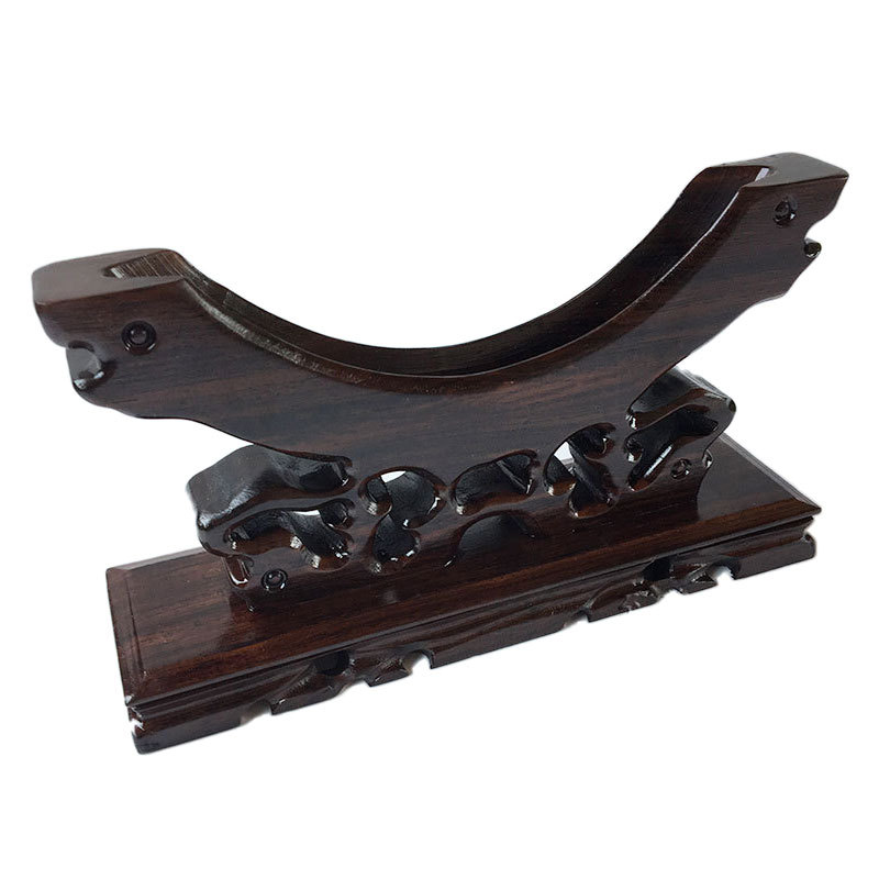 实木玉石平安扣摆件底座红木黑梓木木托玉扣玉璧怀古支架玉片架