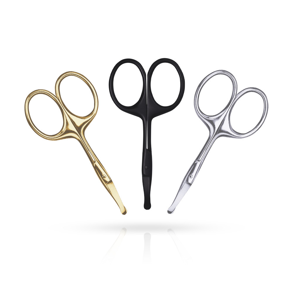 厂家批发不锈钢圆头小剪刀手动修眉剪子胡须美容剪鼻毛剪