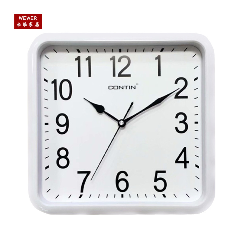 Kangtian round Wall Clock Three-Dimensional Words Clear Simple White Background Mute Living Room Home Fashion Wall Clock Factory Direct Supply