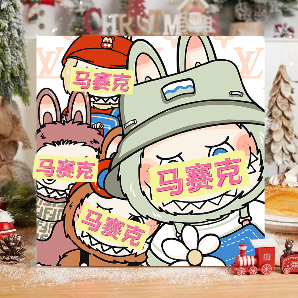 diy数字油画填色儿童手工拉布布动漫油彩画填充小尺寸解压装饰画