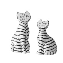 北欧简约客厅摆件创意黑白色条纹抽象树脂猫样板房售楼部软装饰品