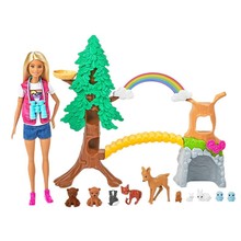 美泰巴比娃娃之森林向导套装礼盒女孩过家家玩具彩虹桥树屋GTN60