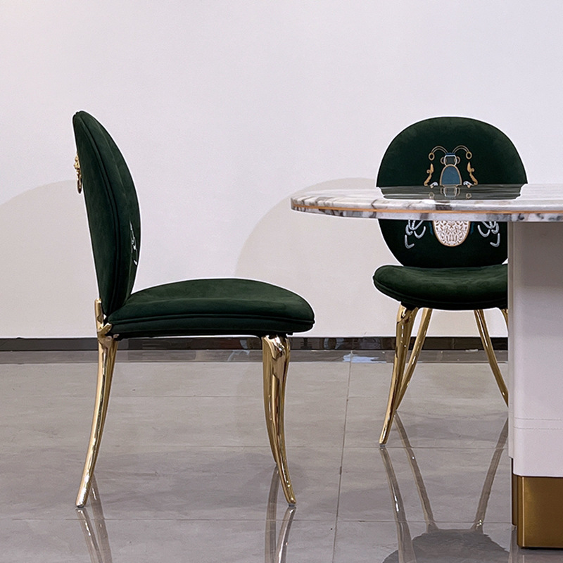 轻奢意式纯铜餐椅设计师客厅家用靠背椅子现代简约金属网红接待椅
