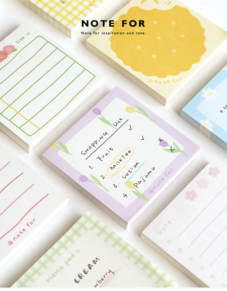 note for奶盐少女萌便签纸 打卡清单简约ins草莓花朵留言拼贴素材