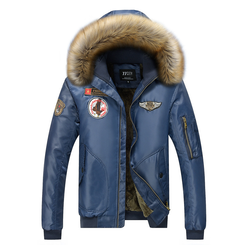 跨境秋冬季男士棉衣外套加绒加厚连帽空军飞行服休闲夹克男式棉袄