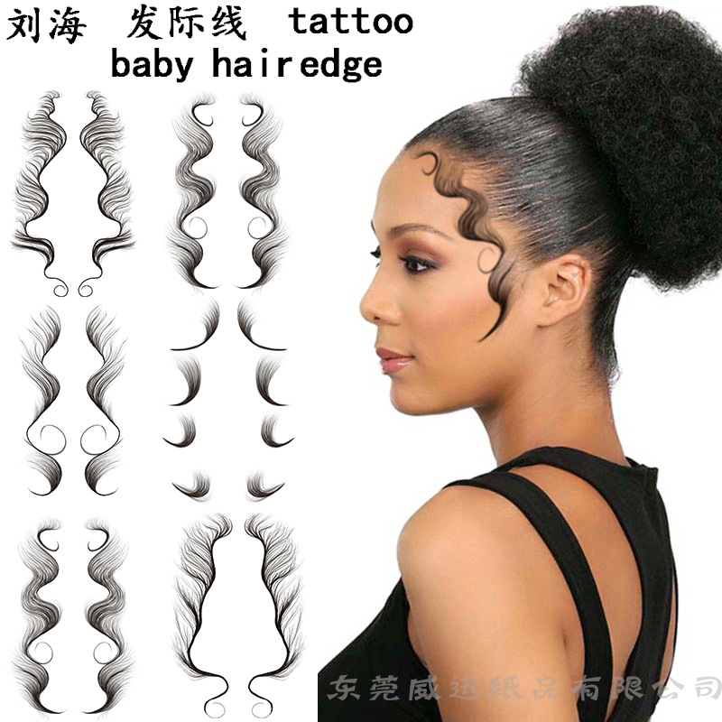 Tattoo with Bangs Tattoo Sticker Hairline Edge Stickers Baby Hair Edge