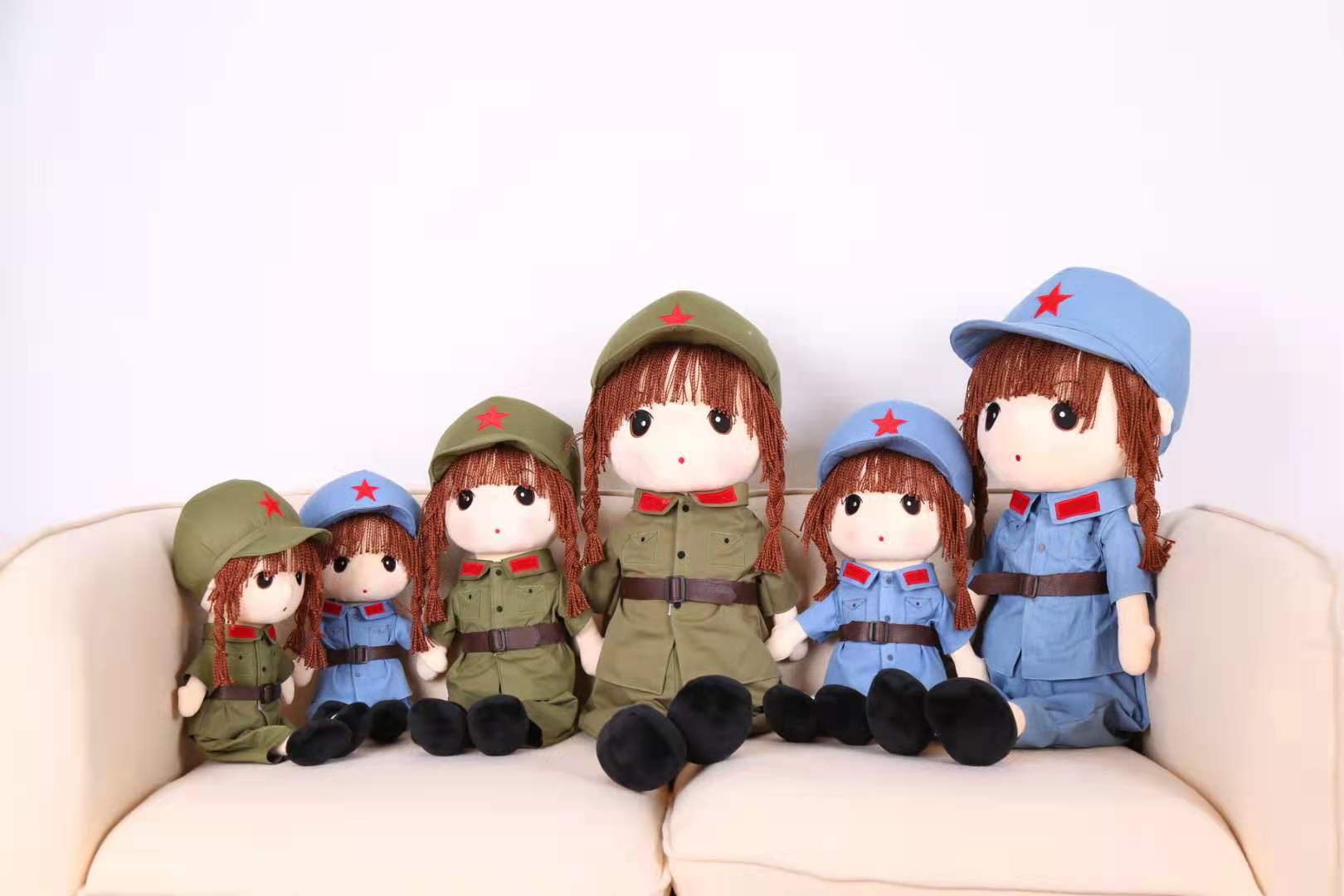 豪伟达娃娃红军菲儿毛绒玩具公仔八一节纪念军装娃娃