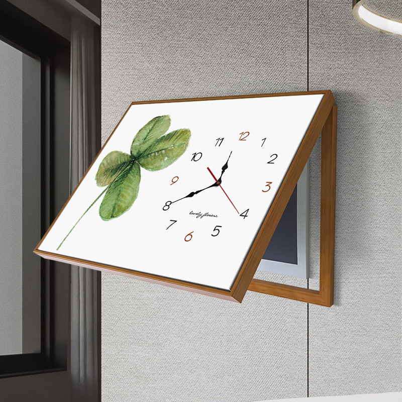 天然气表装饰遮挡箱热水器遮挡罩煤气表遮丑装饰画竖款带钟