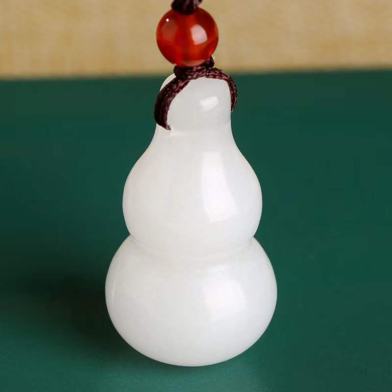 新疆金丝玉白玉葫芦吊坠石英岩玉福禄吊坠男女款情侣挂件