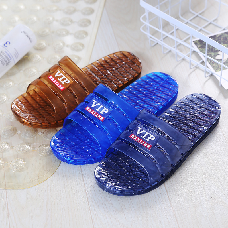 23 Summer Men's Crystal Slippers Non-Slip Durable Deodorant Bathroom Jelly Transparent Retro Air Conditioning Beach Sandals
