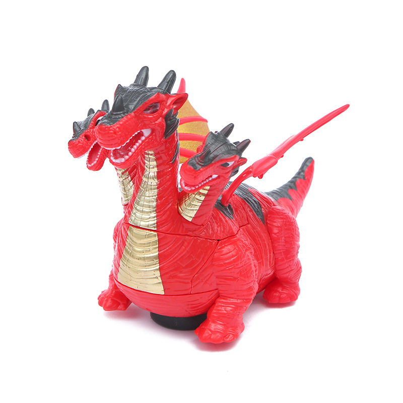 儿童电动变形恐龙机器人万向行驶灯光音乐会动的三头火龙模型玩具